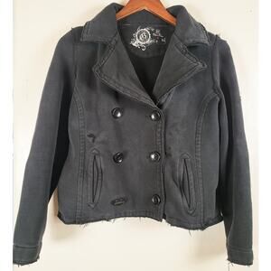 Vintage GAP Cropped Distressed Double Breasted Jacket Size S Goth Y2K Grunge